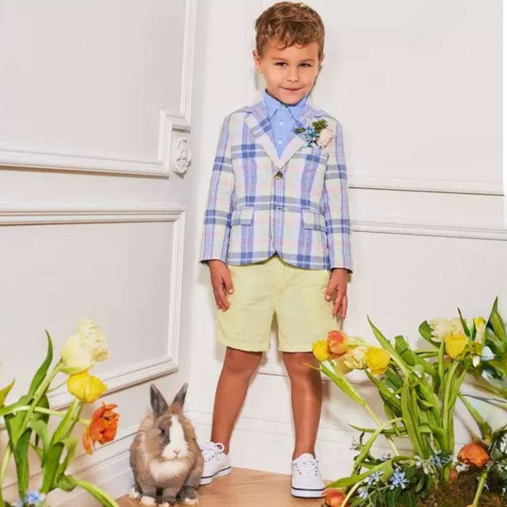 Janie and Jack The Plaid Linen-Cotton Blazer